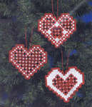 Christmas Hardanger Hearts - White - Red