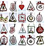 Click/tap for more details of Christmas Ornaments III (cross stitch) by JBW Designs