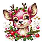 Click/tap for more details of Christmas Pink Reindeer Needle Minder (needle minders) by Les Petites Croix de Lucie