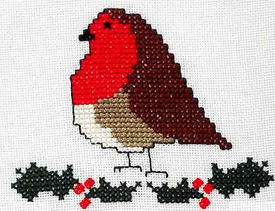 Click/tap for more details of Christmas Robin (cross stitch) by Anne Peden