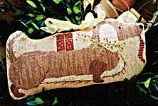 Click for more details of Christmas Sausage - Frankie (cross stitch) by Stacy Nash Primitives