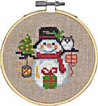 Click/tap for more details of Christmas Snowman with Owl (cross stitch) by Permin of Copenhagen