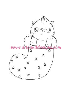 Click for more details of Christmas Stocking Cat Digi Stamp (digital downloads) by Julie Lynes