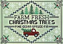 Click/tap for more details of Christmas Trees (cross stitch) by Erin Elizabeth Designs