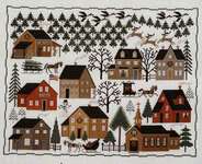 Click/tap for more details of Christmas Village (cross stitch) by The Prairie Schooler