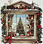 Click/tap for more details of Christmas Window (cross stitch) by Les Petites Croix de Lucie