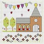 Click/tap for more details of Church Celebration Card (cross stitch) by Fat Cat Cross Stitch