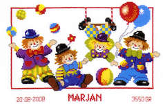 Click for more details of Circus Clown Birth Sampler (cross stitch) by Vervaco