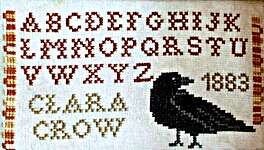 Click/tap for more details of Clara Crow Sampler (cross stitch) by Darling and Whimsy