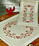 Click for more details of Classic Red Table Cover - Hearts and Flowers (embroidery) by Permin of Copenhagen