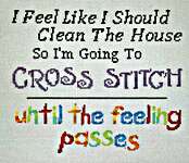 Click/tap for more details of Cleaning House (cross stitch) by Rosie and Me