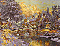 Click for more details of Cobblestone Christmas (cross stitch) by Thomas Kinkade