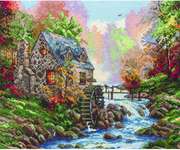 Click for more details of Cobblestone Mill (cross stitch) by Thomas Kinkade