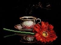 Click/tap for more details of Coffee for Her (cross stitch) by Andriana
