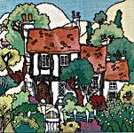 Click/tap for more details of Cottage Gardens I (cross stitch) by Michael Powell