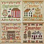 Click/tap for more details of Cottage of the Month - September, October, November and December (cross stitch) by Country Cottage Needleworks