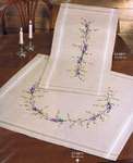 Click/tap for more details of Crocus, Winter Jasmine and Catkins Table Covers (embroidery) by Permin of Copenhagen