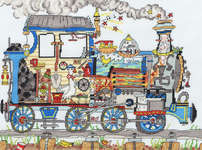 Click for more details of Cut Thru' Steam Train (cross stitch) by Bothy Threads