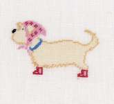 Click for more details of Dog in Scarf (cross stitch) by Lanarte