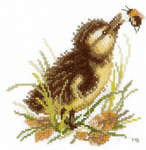 Click/tap for more details of Duckling & Bumble Bee (cross stitch) by Marjolein Bastin