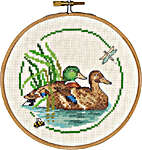 Click/tap for more details of Ducks with Bee and Dragonfly (cross stitch) by Permin of Copenhagen