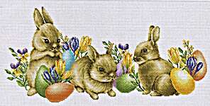 Click/tap for more details of Easter Bunnies (cross stitch) by Thea Gouverneur