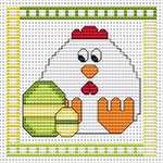 Click/tap for more details of Easter Chicken Card (cross stitch) by Fat Cat Cross Stitch