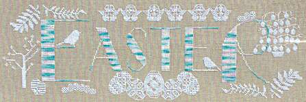 Click/tap for more details of Easter - Pink, Blue, & White (cross stitch) by MarNic Designs