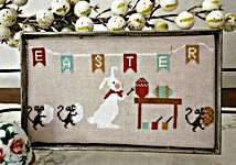 Click/tap for more details of Easter Preparation (cross stitch) by Twin Peak Primitives