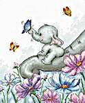 Click for more details of Elephant with Butterfly (cross stitch) by Luca - S