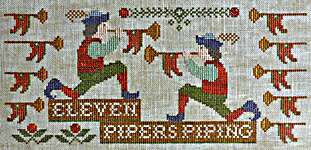 Click for more details of Eleven Pipers Piping (cross stitch) by Cottage Garden Samplings