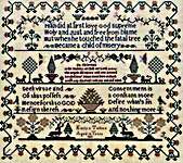Click/tap for more details of Emily Tufton 1865 English Sampler (cross stitch) by Gentle Pursuit Designs