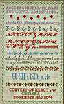 Click/tap for more details of Emily Wildhack 1874 (cross stitch) by Hands Across the Sea Samplers