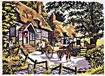 Click for more details of English House and Horses (cross stitch) by Eva Rosenstand