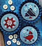 Click/tap for more details of Ethel's Winter Tart Tins (cross stitch) by Stitches by Ethel
