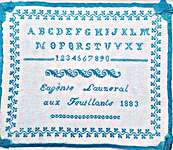 Click/tap for more details of Eugenie Lauzeral 1883 Sampler (cross stitch) by The Wishing Thorn