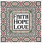 Click/tap for more details of Faith Hope Love (cross stitch) by Happiness is Heart Made