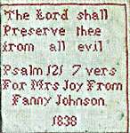 Click/tap for more details of Fanny Johnson 1838 (cross stitch) by Needle Work Press