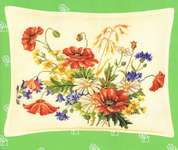 Click/tap for more details of Field Flowers Cushion (cross stitch) by Eva Rosenstand