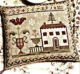 Click/tap for more details of First Snowfall Pinkeep (cross stitch) by Stacy Nash Primitives