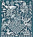 Click/tap for more details of Fish 'N Ships (cross stitch) by Long Dog Samplers