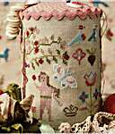 Click/tap for more details of Five Songbirds Pin Drum (cross stitch) by Heartstring Samplery