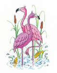 Click for more details of Flamingoes (cross stitch) by Karen Carter