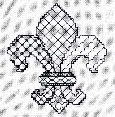 Click for more details of Fleur de Lys (blackwork) by Anne Peden