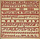 Click for more details of Florence Law 1899 (cross stitch) by Hands Across the Sea Samplers