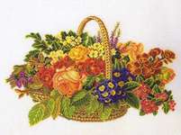 Click for more details of Flower Basket (cross stitch) by Eva Rosenstand