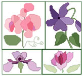Click/tap for more details of Flower Cards (cross stitch) by Anne Peden