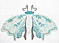 Click/tap for more details of Flower Moth II (cross stitch) by The Wishing Thorn