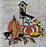 Click/tap for more details of For The Birds - Pumpkin Box (cross stitch) by Keslyn's