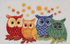 Click for more details of Four Owls (cross stitch) by Permin of Copenhagen